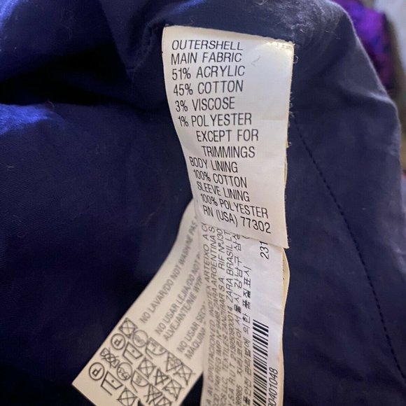 Zara Trafaluc red blue studded jacket frayed cotton acrylic L - Picture 9 of 9